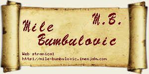 Mile Bumbulović vizit kartica
